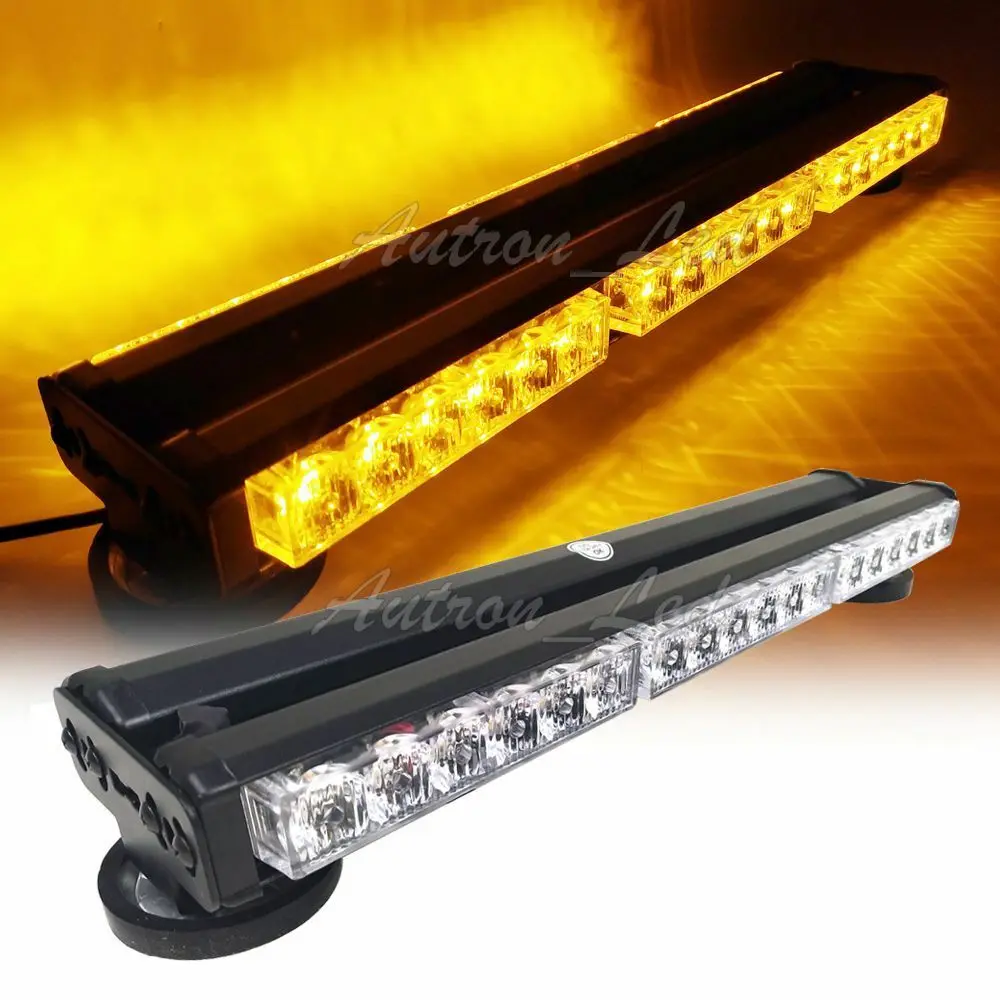 

19" 36W LED Warning Emergency Signal Beacon Double Side Strobe Light Bar Amber Y