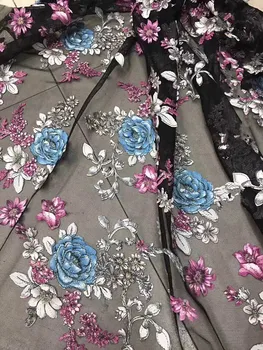 

best quality S-91116 Embroidered African tulle French Lace Fabric with flower