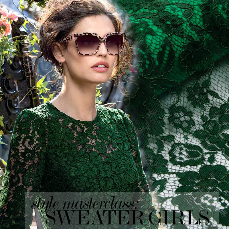 

9 Colors available green french corded lace fabric eyelash chantilly lace material for fashion dresses