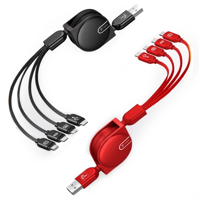 

Oatsbasf 4 in 1 USB Cable For iPhone XS Max XR iPad Air 2 fast Charger for iPhone X 8 7 6 6s Plus Retractable USB Type C Cable