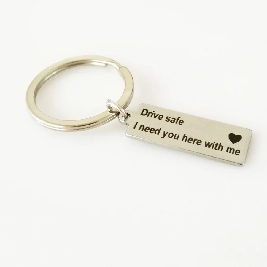 Tmrow 1Pc Drive Safe Keychain Gift for Boyfriend Husband Drive Safe Handsome I Love You