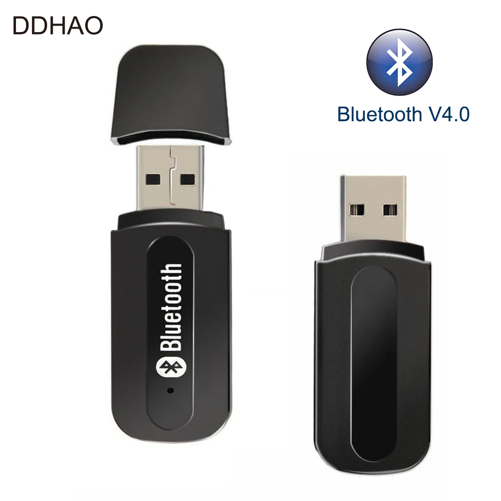 2 IN 1 Car USB Bluetooth V4.0 Adapter Audio Music Receiver 3.5mm Port