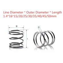10pcs 304 molla in acciaio inox molla di pressione breve molla di compressione diametro del Filo 1.4 * diametro esterno 16 * lunghezza 15-50