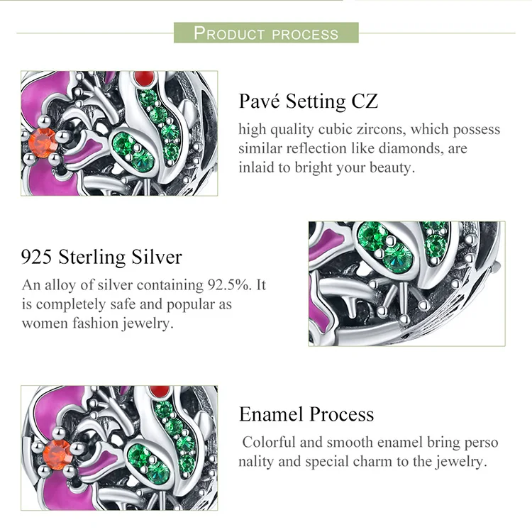BAMOER Новая коллекция 925 пробы серебро красочные CZ лягушка Приключения круглые бусины подходят браслеты и ожерелья ювелирные изделия SCC852