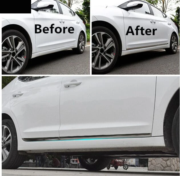

4PCS FIT FOR Hyundai ELANTRA 2016 2017 AVANTE CHROME BODY MOLDING DOOR SIDE LINE GARNISH TRIM COVER PROTECTOR GUARD ACCENT STRIP