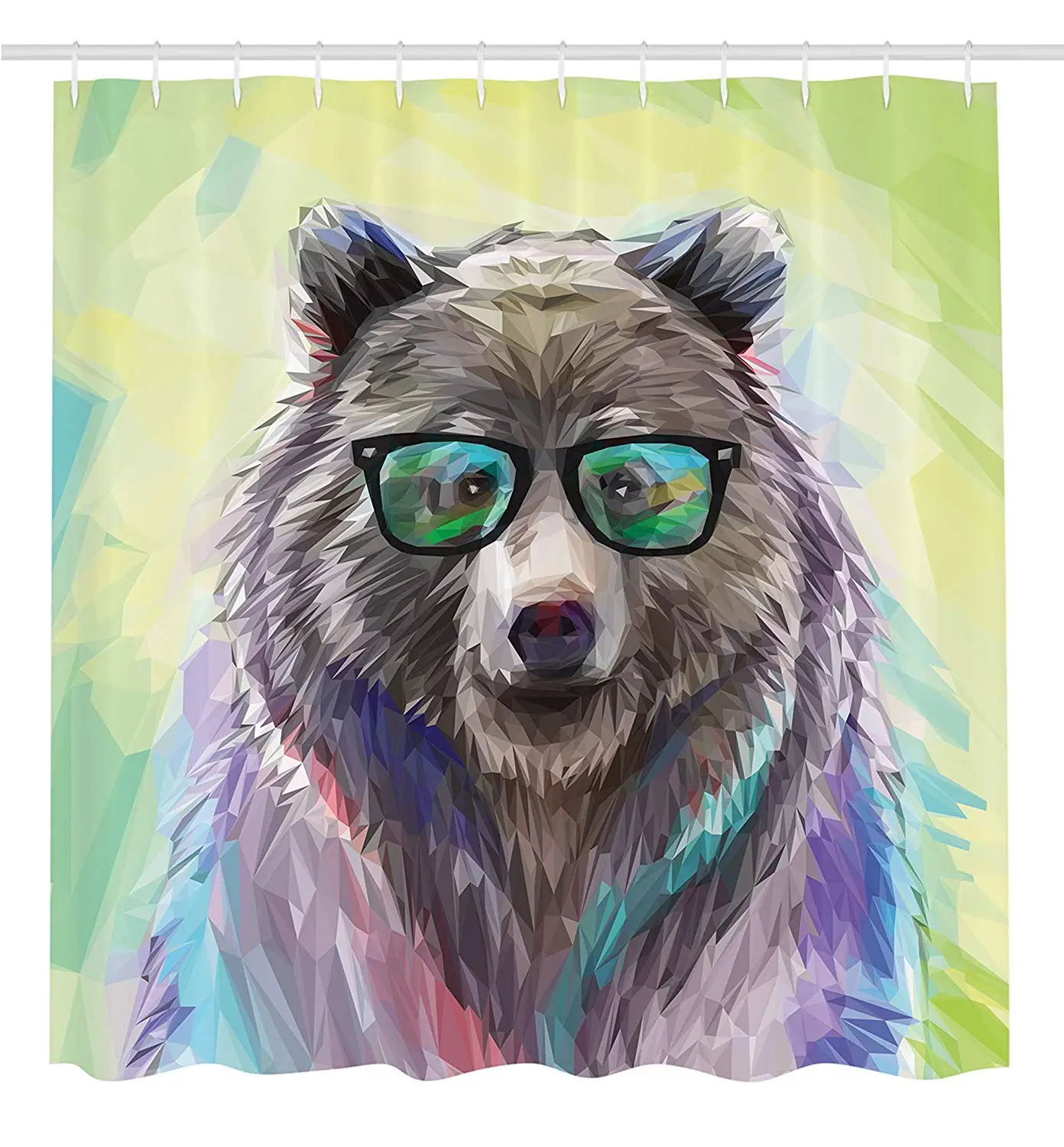 Funny Animal Shower Curtain Bear Wild Animal Portrait Spectacled Bear