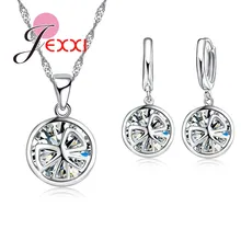 Новое поступление, лучшие подарки, свадебные аксессуары для невесты, 925 пробы, серебряная круглая подвеска, ожерелье, серьги, ювелирные наборы