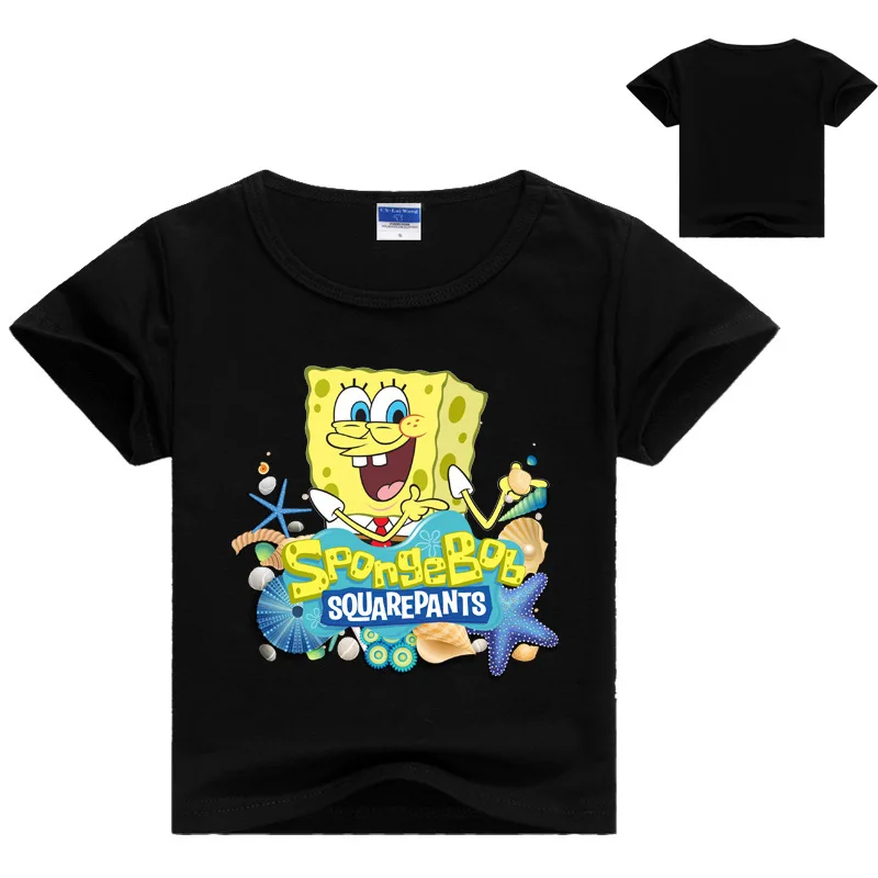 

2019 Summer Fashion Kawaii Short Sleeve Kids T-shirt Casual Style Cotton Comforable and Soft SpongeBob 3D Print Tops Tee