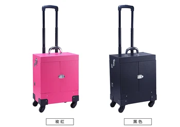 

Aluminum Rolling Makeup Case Cosmetic Train Trolley Box Drawer