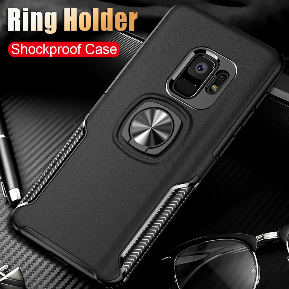 Metal Bracket phone case For Samsung Galaxy J3 J5 J7 Pro 2017 cases Luxury Shockproof armor Finger ring holder Stand back cover |