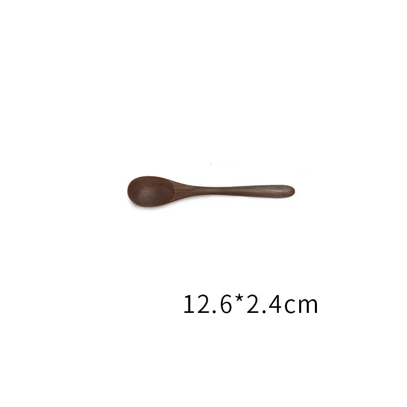 Новейший черный орех кофе медовые ложки деревянный японский стиль перемешать длинный Совок большая суповая рисовая ложка, кухонная посуда - Цвет: JJ144412.6x2.4CM