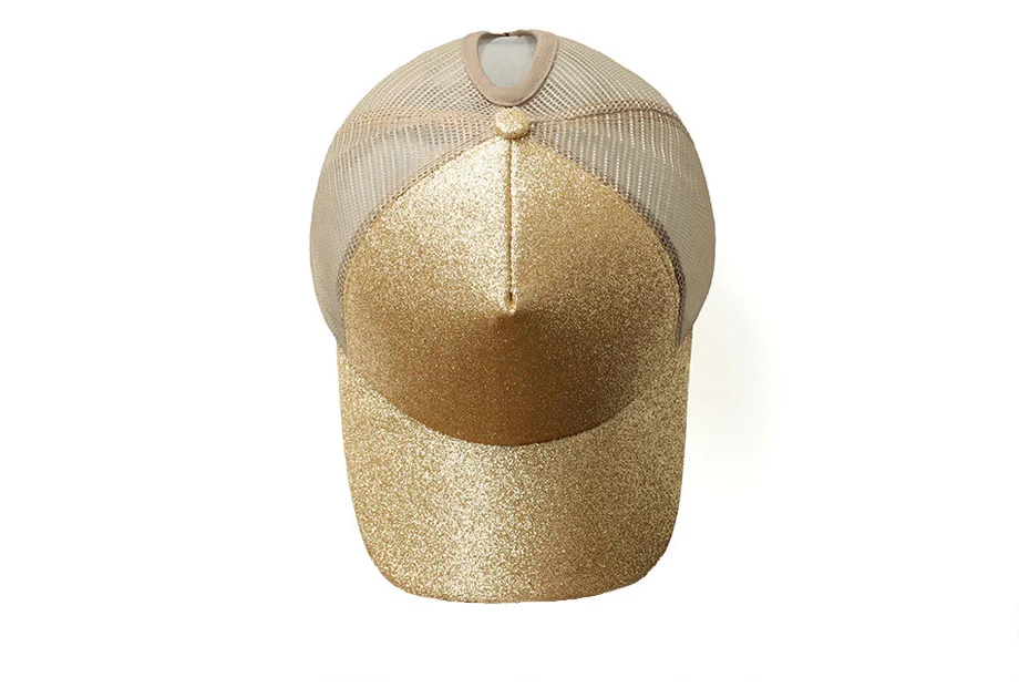 Glitter Ponytail Baseball Cap Women Messy Bun Adjustable Snapback Hats Girls Adjustable Summer Mesh CC Caps Drop Shipping   (11)