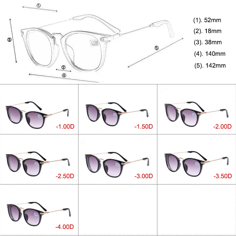 Готовой близорукость очки Для женщин Овальный Стальная проволока ноги рамка прозрачные линзы зрячие очками-1-1,5-2- 2,5-3-3,5-4