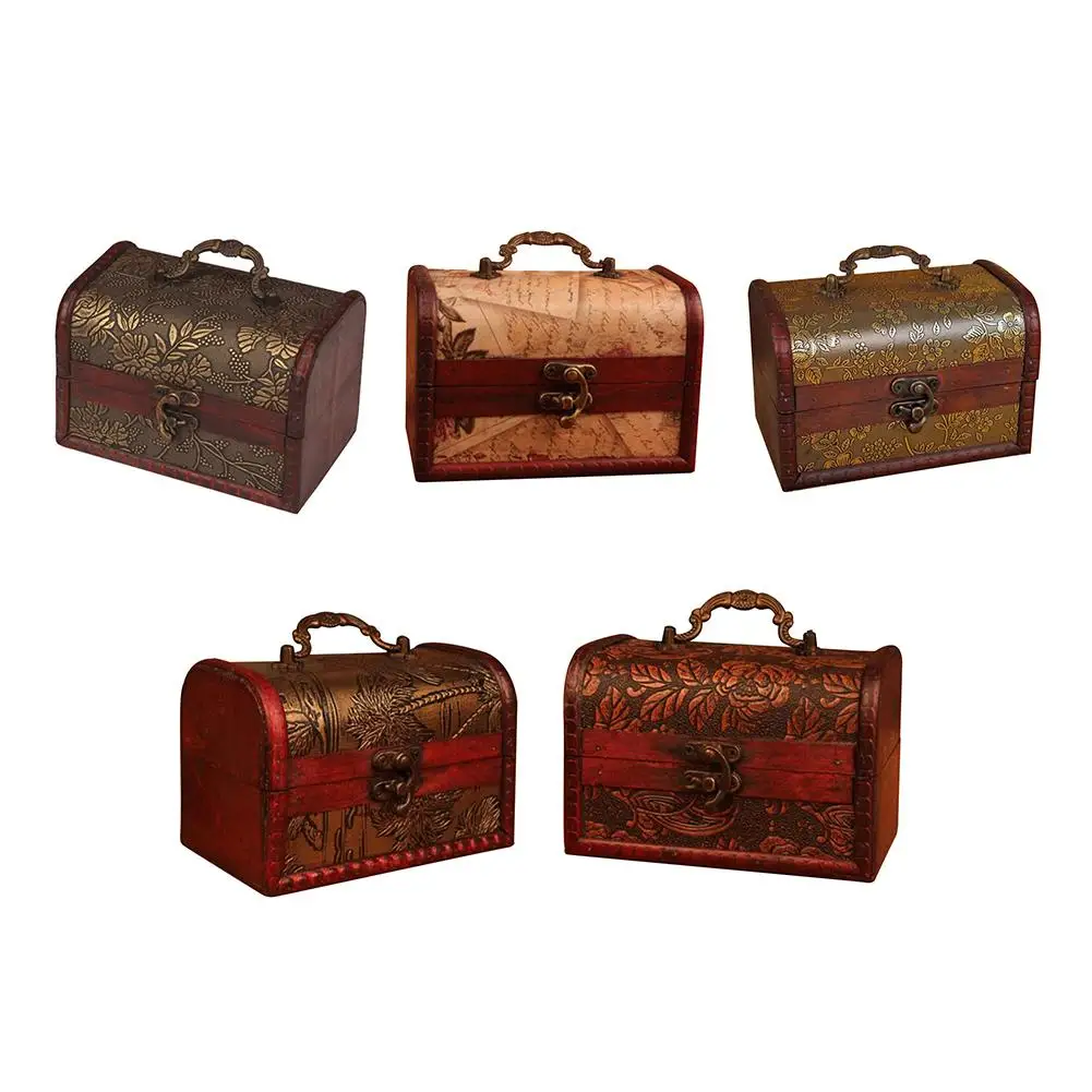

Stylish Vintage Metal Lock Decorative Trinket Jewelry Storage Box Handmade Classical Wooden Treasure Case Storage Box Organizer4