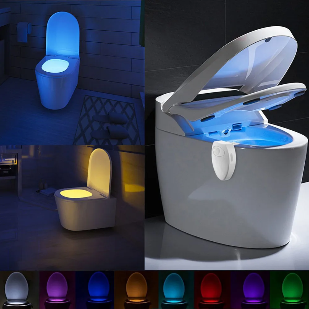 

USB Rechargeable 8 Color Change Human Body Motion Sensor Toilet Light Automatic LED Toilet Bathroom Bowl Lamp Waterproof