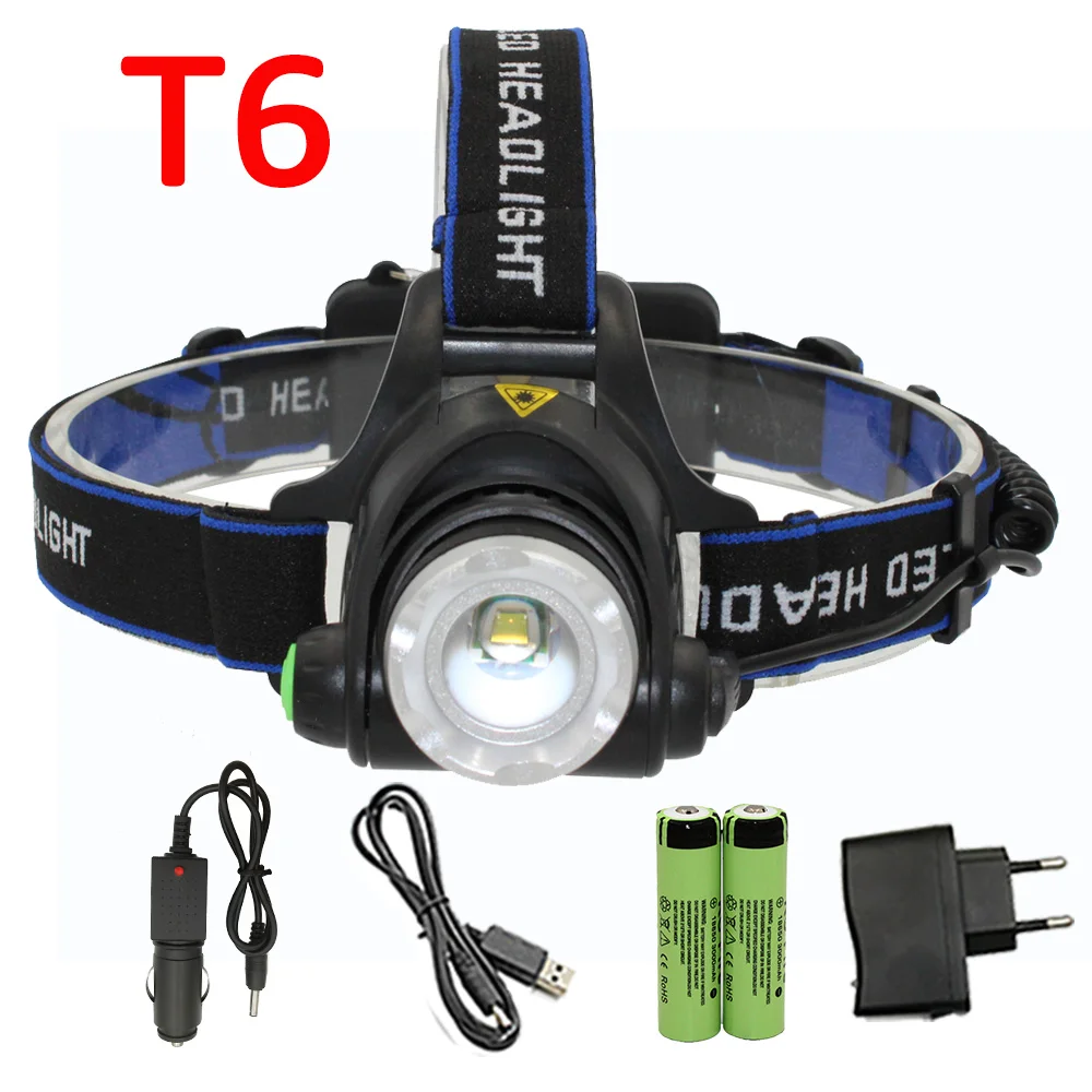 

1200lm XM-L T6 LED Headlamps Headlight 3 Mode Headlights Headlamp LED light Waterproof Head Torch+ 18650 Battery + Charger