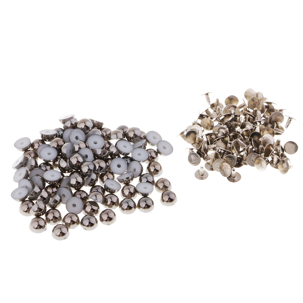 Fashion 100 Sets Plastic Dome Rivets Studs Buttons for Leather Shoes Clothes Decor 6mm