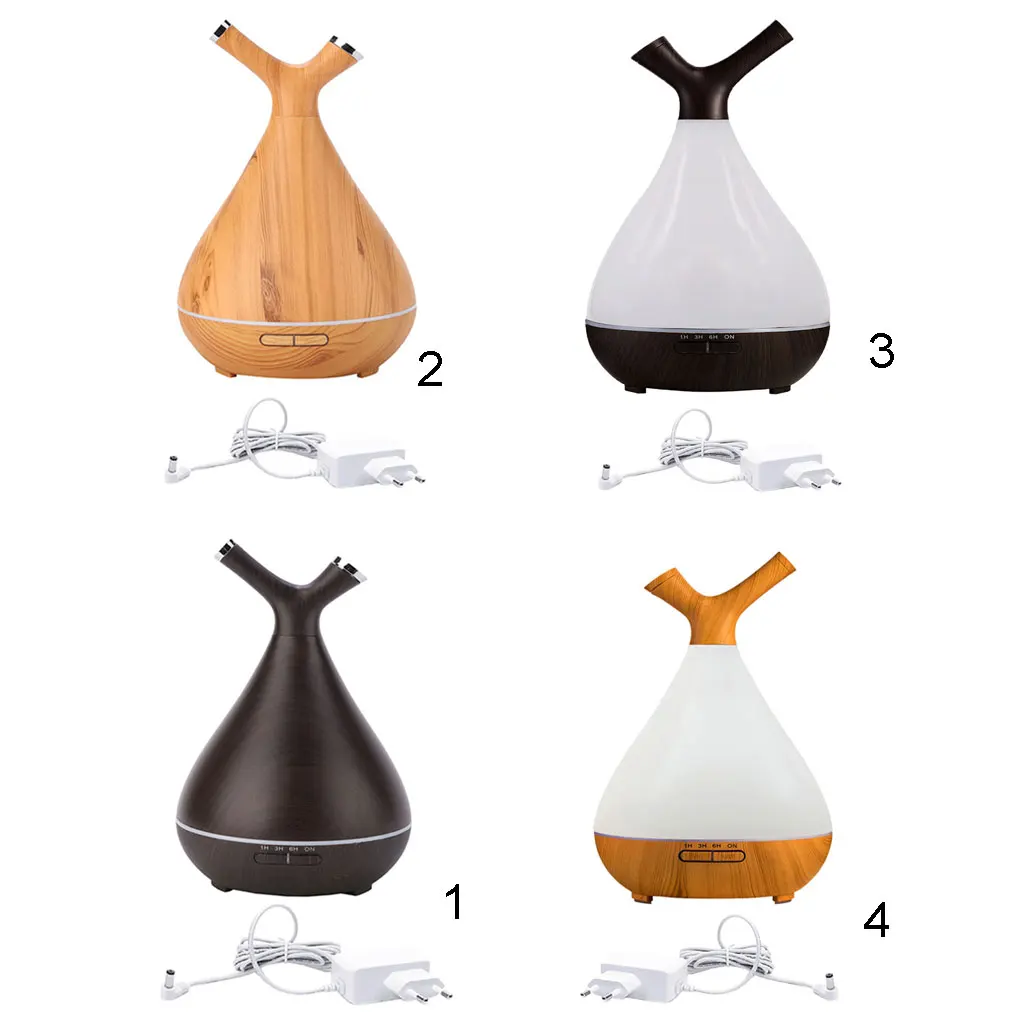 400ML Aromatherapy Essential Oil Aroma Diffuser With Wood Grain Aromatherapy Diffuser 7 Color LED Light For Home Office EU Plug