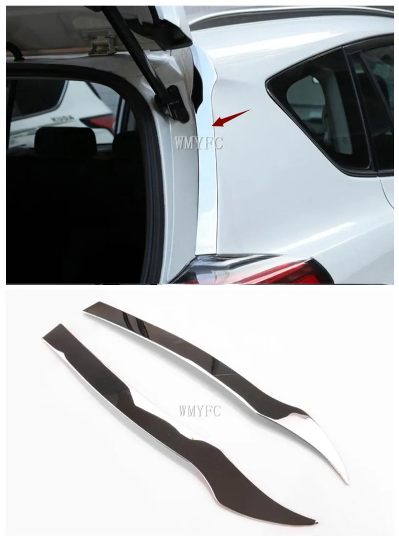 

Fit For Toyota RAV4 2014 2015 2016 2017 2018 Rear Window Spoiler Side Bevel Trim Cover Pillar Post Garnish Molding Accent