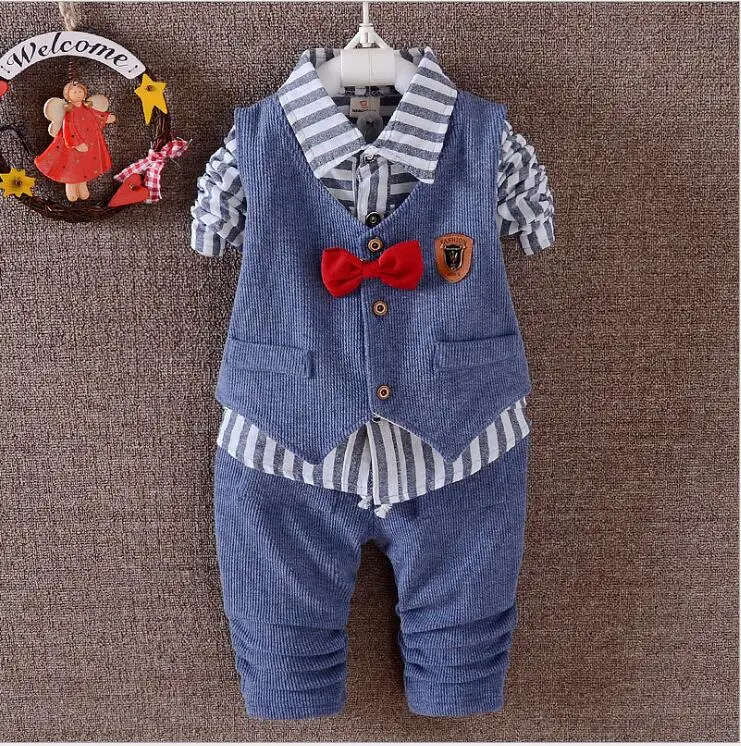 wholesale infant toddler baby boy 3pcs suit clothing set elegant