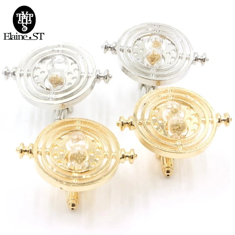 

Gold/Silver Time Turner Glass Hourglass Cufflinks For Mens Shirt Brand Cuff Buttons Cuff Links Christmas Gifts Wholesale