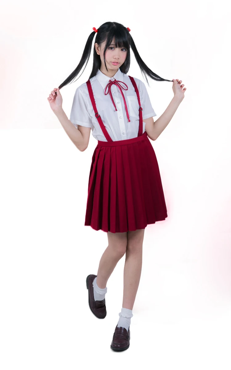 Милая женская японская школьная форма для девочек, плотная плиссированная юбка JK, джемпер на подтяжках, юбка в консервативном стиле, 4 цвета, размер S-L