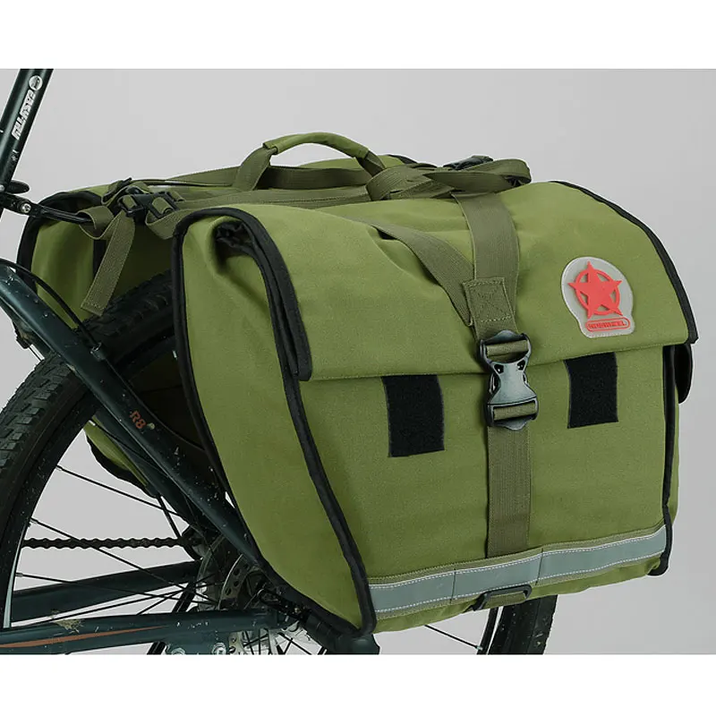 Roswheel зеленая парусиновая Водонепроницаемая двойная велосипедная сумка для заднего сиденья сумка для велосипеда 40-50л велосипедная сумка для багажника