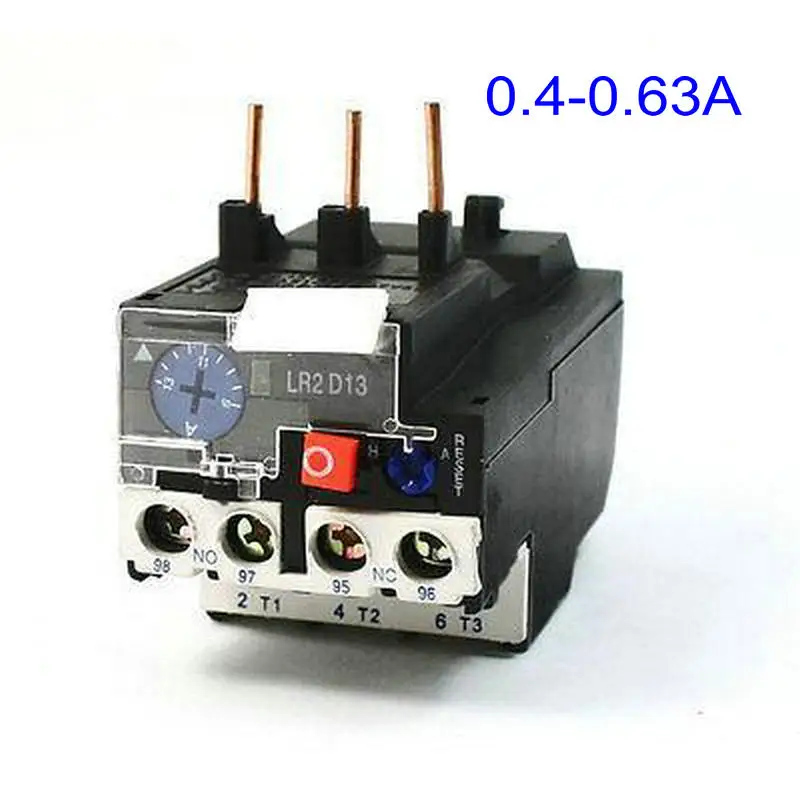 

JR28-25 0.63A 0.4-0.63A 3 Phase Motor Protector 1NO 1NC Electric Thermal Overload Relay LR2 D13