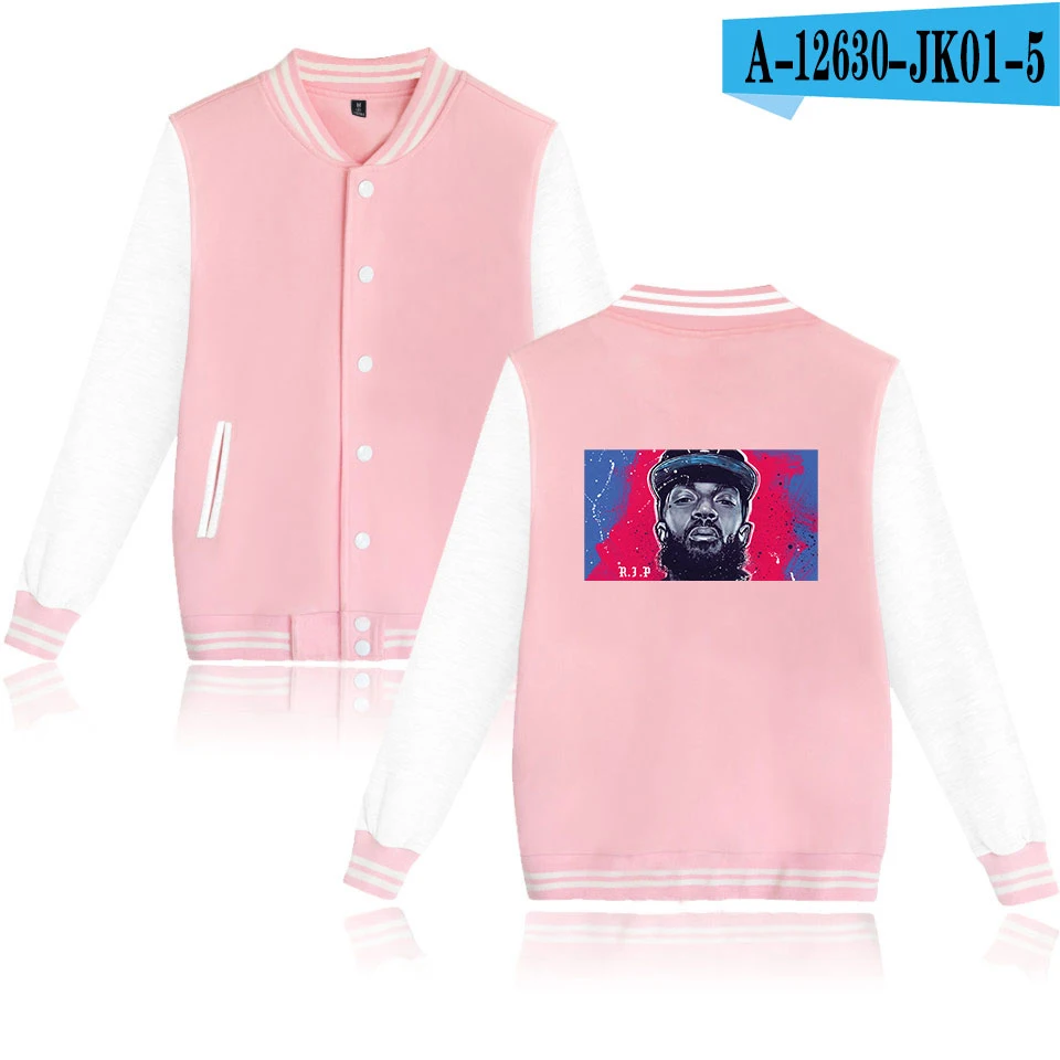 Nipsey Hussle мужские куртки и пальто пользовательские Harajuku студенческие бейсбольные куртки Плюс Размеры Повседневная одежда Для мужчин Бейсбол Толстовка - Цвет: pink