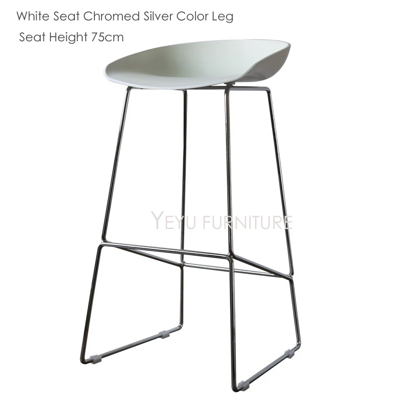 Современный дизайн, высота сиденья 65 см, 75 см, стул для кухонной комнаты, модный дизайн, пластиковый и Металлический Стальной барный стул, барный стул, 1 шт - Цвет: WHIT S Chrom L 75cm