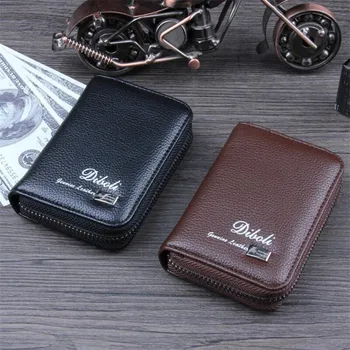 

Simple Men PU Leather Wallet For Male Card Holder Purse Short Wallet Multi-layer folding Wallet Zipper Black Men Holder Purse