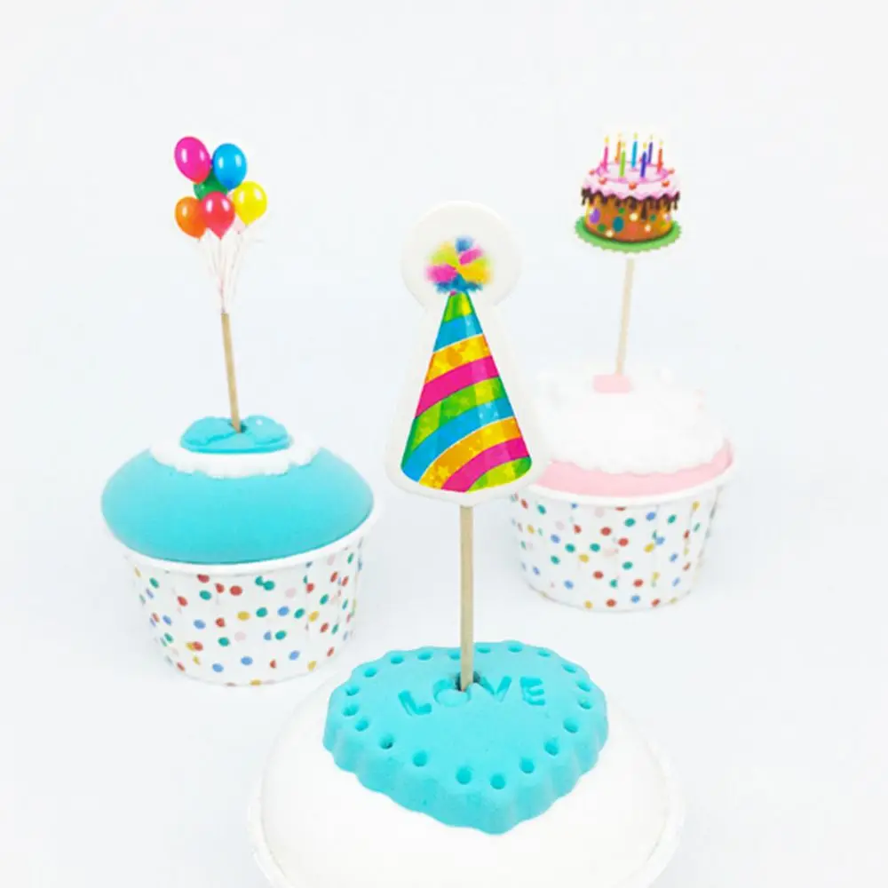 18Pcs Balloon Hat Cupcake Toppers Cake Picks Birthday Party Baby Shower Decoration Cupcake