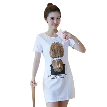 

Summer T-shirt DressTees Summer Women Casual Sleeve Top Korean Printed Short
