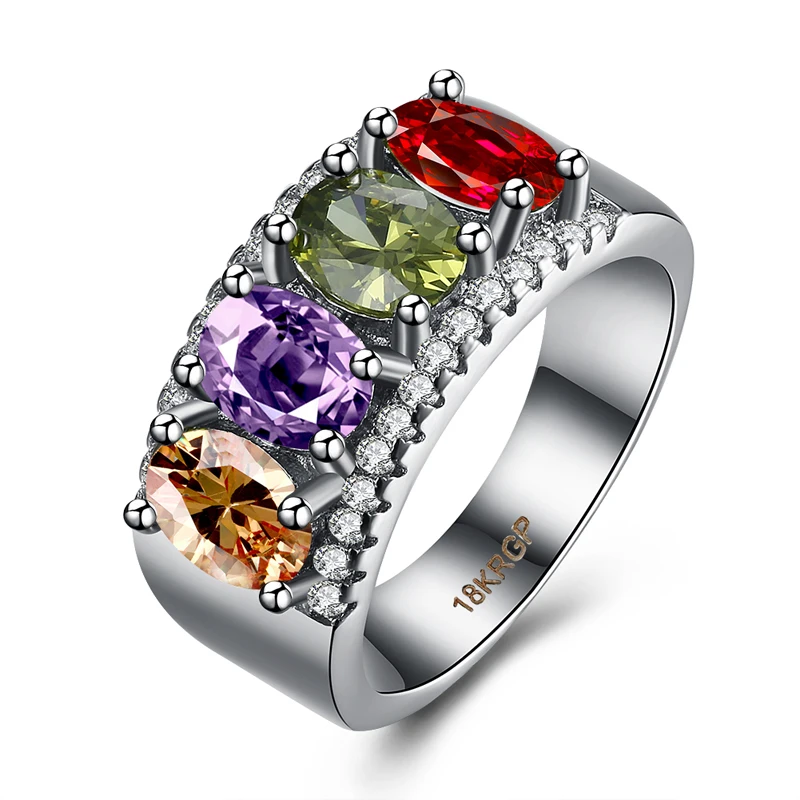JEXXI Multicolor Cubic Zircon font b Rings b font for Women font b Engagement b font
