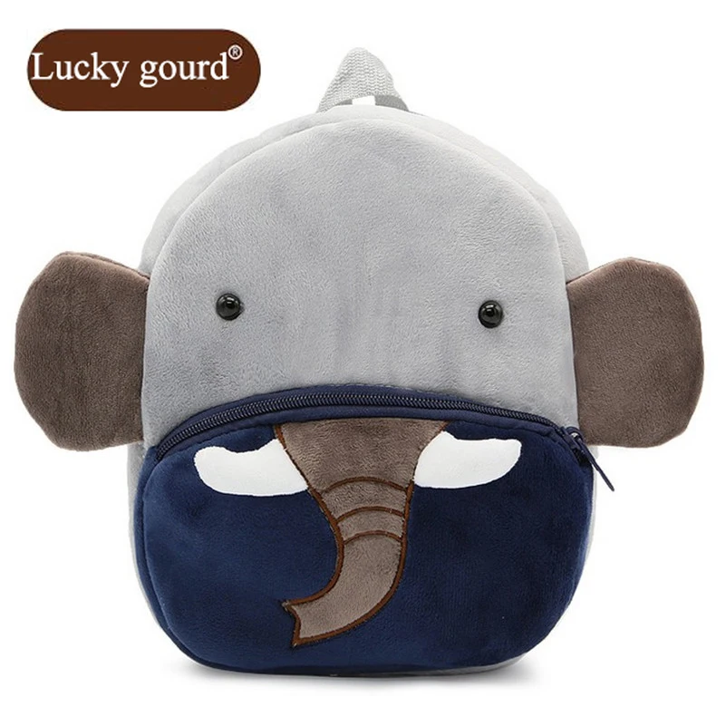 OURCIAO Cute Elephant Zoo Children's Backpack Corduroy Backpacks Children's Early Education Bag