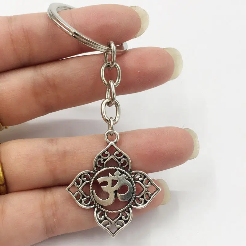 Filigraan OHM OM AUM Boeddha Lotus zilveren hanger Sleutelhanger, Boeddhistische, yoga Sleutelhanger|Sleutelhangers| - AliExpress