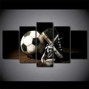 

5 Piece HD Printed Soccer Shoes Sport Framed Wall Picture Art Poster Painting On Canvas For Living Room Garden Decoration