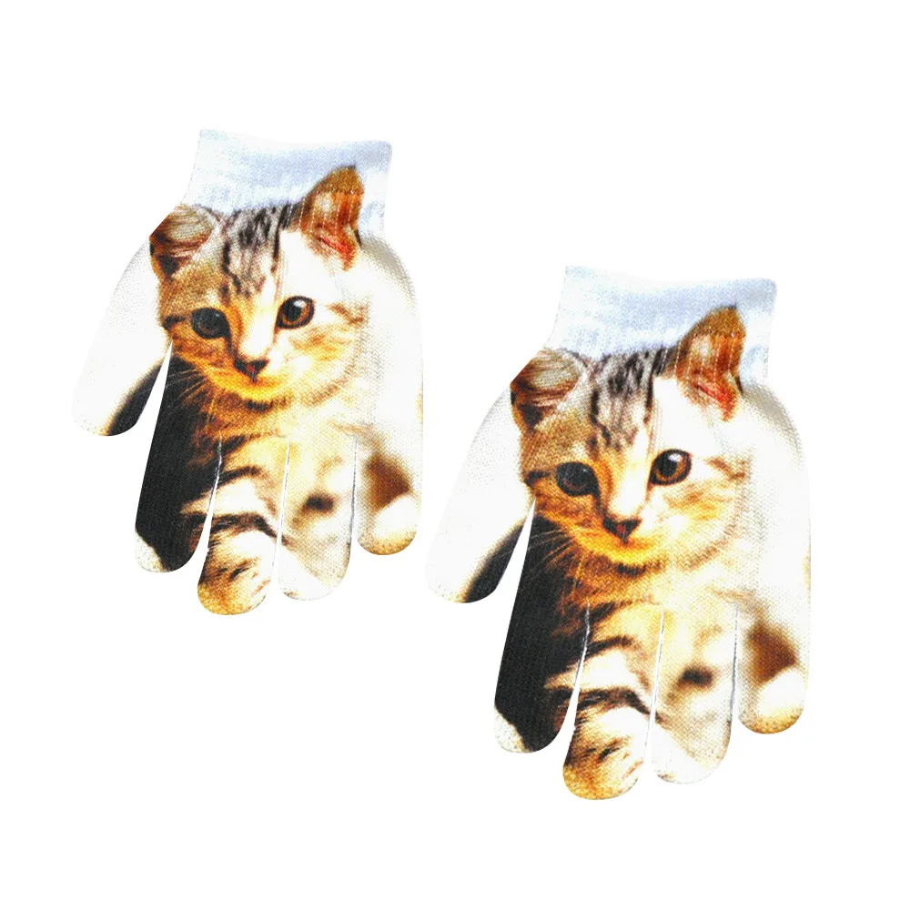 Перчатки guantes Детские ганты Милые 3D eldiven с животным принтом вязаные Kitty Pet детские милые перчатки Модные теплые зимние перчатки L50 - Цвет: A