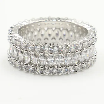 

Luxury Jewelry 925 Sterling Silver Marquise Stack 5A Cubic Zirconia Cut Wedding Engagement Band Ring for Women Gift Size 5-10