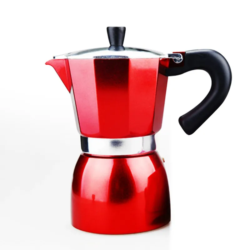 Aluminum Multifunction Coffee Mocha Pot gas Espresso Tools Red Coffee