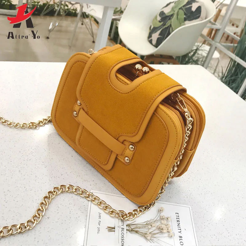 

Attra-Yo Women Single Shoulder Bag Women Leisure Messenger Surface Matte Nail Polish Chain Small Square 3-layer pocket