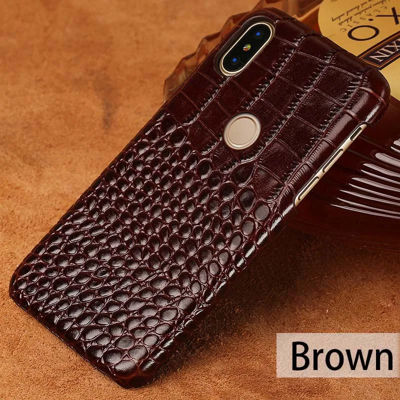 Чехол для телефона для Xiao mi Pocophone F1 mi 5 6 8 A1 A2 Max 2 Чехол из крокодиловой кожи задняя крышка для Red mi Note 4 4X 4Pro 5 5A Plus - Цвет: Brown