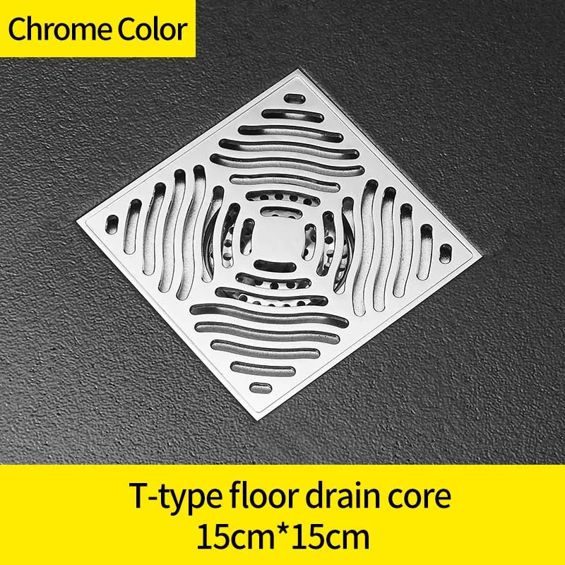 Стоки для душа 15 см квадратный латунный хромированный Слив для ванной комнаты балкон дезодорант сливное отверстие для ванны ситечко крышка отходов Решетка 811538 - Цвет: WF-811540L-T