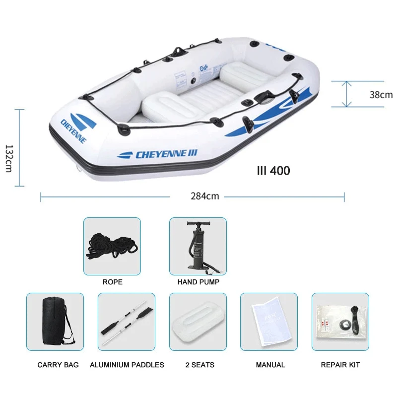 284*132*38 см CHEYENNE III надувная лодка рыболовная лодка Толстый ПВХ каяк весло насос сумка для переноски аксессуар крепление двигателя опционально - Цвет: standard set