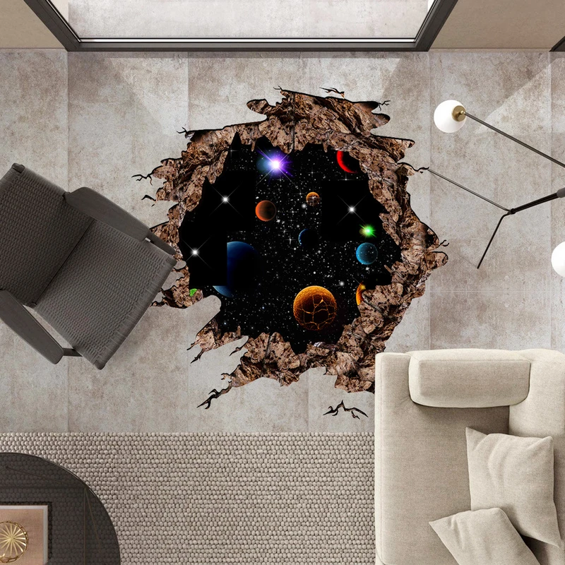 1pc 3D Outer Space World Universe Planet Wall Sticker Home Room Decor Removable New