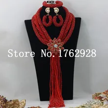 Ручной нигерийской свадьбы Африканский Бусины комплект ювелирных изделий Модные женские туфли Ювелирные изделия из кристаллов набор Цепочки и ожерелья