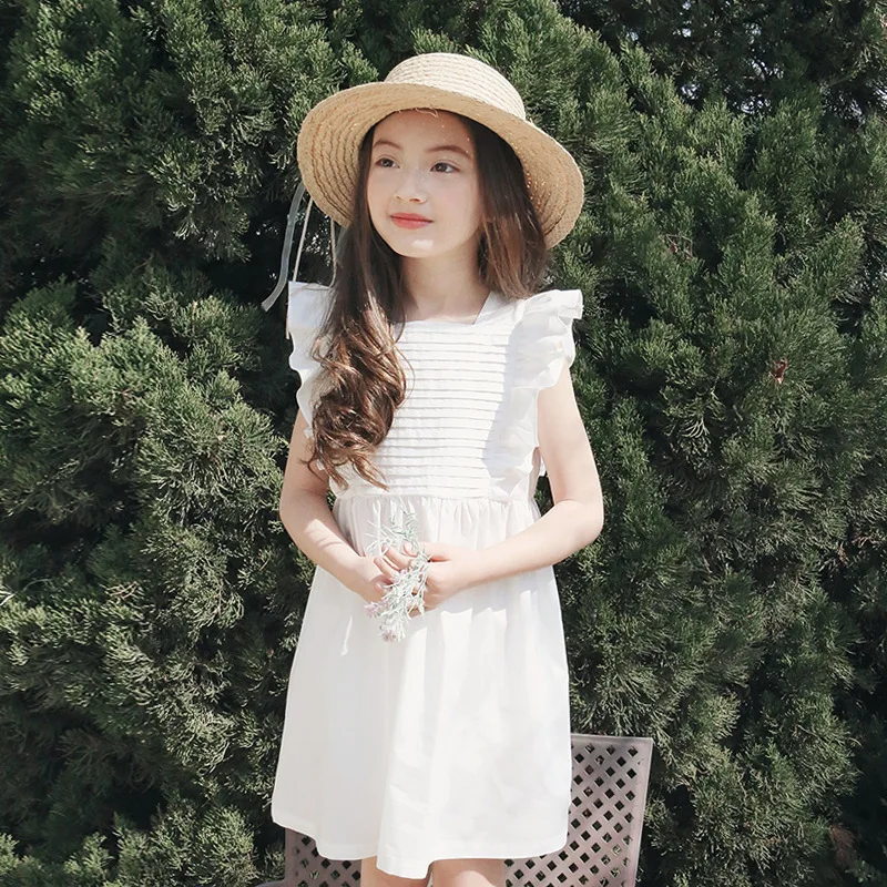 

Girls Dress 2019 Sleeveless Summer Dress Baby Clothes Princess Baby Girls Dresses Solid Party Kids Clothings Children vestidos