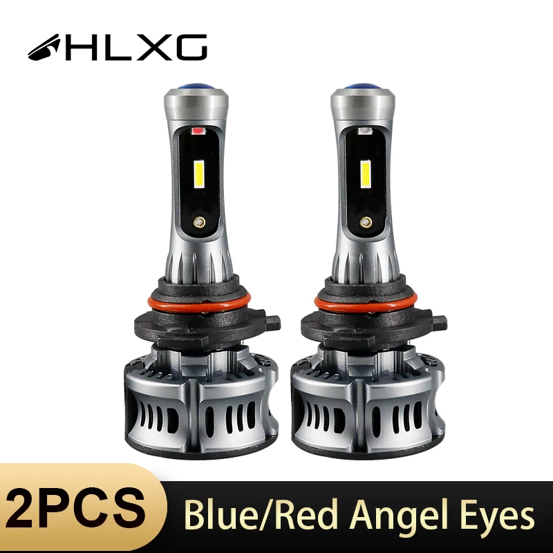 

HLXG H7 LED CSP headlight 9005 HB3 car lamp LED 9006 HB4 H11 bulb H8 Fog Light Projector Lens blue red Devil Angel Eyes