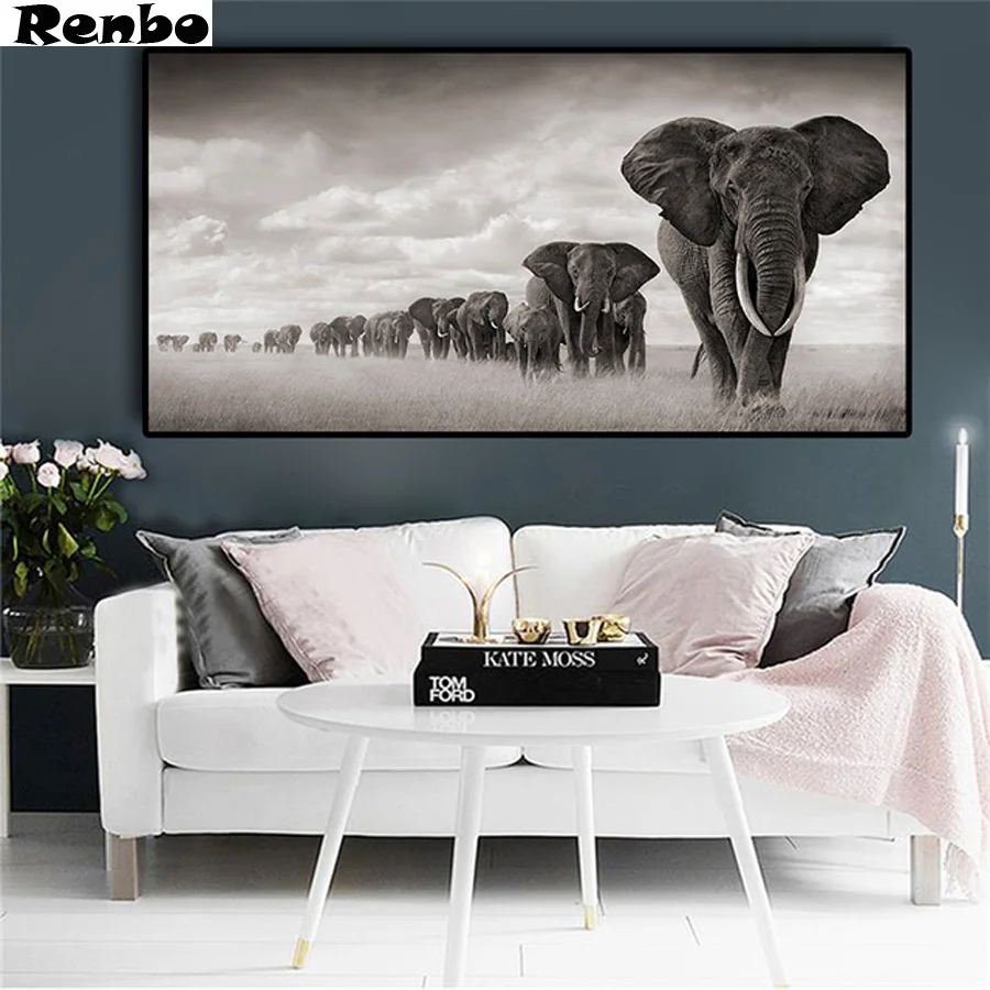Black-Africa-Elephants-Wild-Animals-Canvas-Painting-Scandinavia-Posters-and-Prints-Cuadros-Wall-Art-Pictures-For.jpg_640x640 