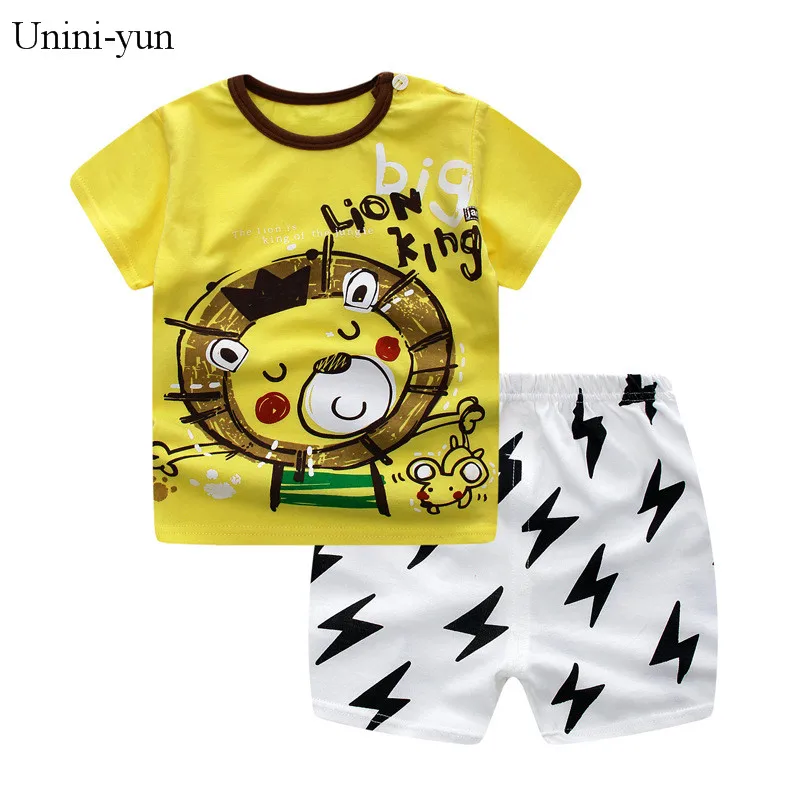 Комплект одежды для новорожденных мальчиков; летняя одежда для маленьких мальчиков; хлопковый Детский костюм с изображением животных; комплект одежды для маленьких мальчиков